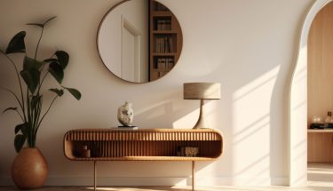 view modern entryway with interior designed furniture